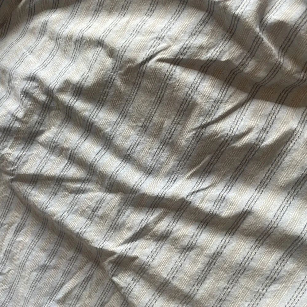 Vtg Lauren Ralph Lauren BlueGray Ticking Stripe 100%‎ Cotton Full Sheet Set READ